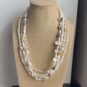 Multi-Strand Pearl and shell Necklace